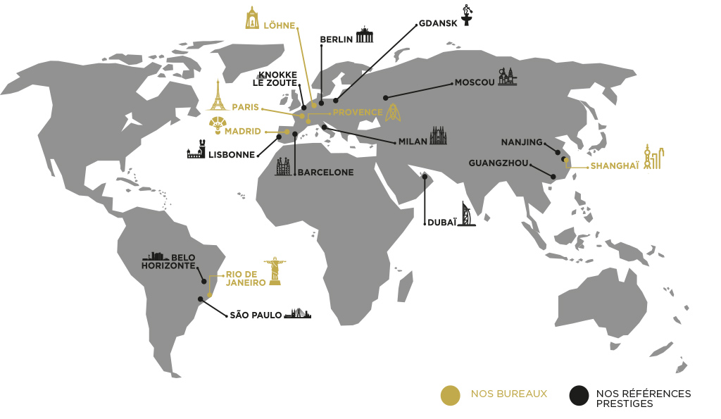 Carte des références et bureaux Medi Contract Group dans le monde