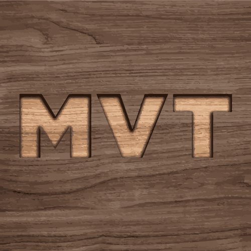 logo MVT, bois massif et finition